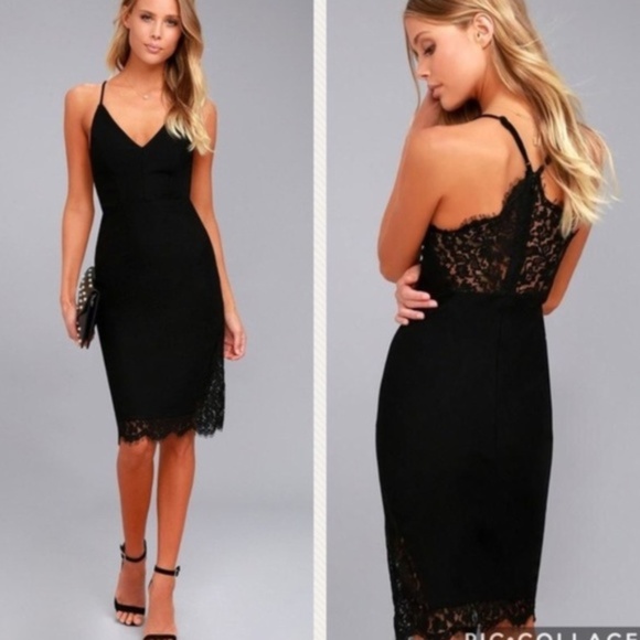 Lulus Dresses & Skirts - LULU'S Only Want You Black Lace Bodycon Midi Dress